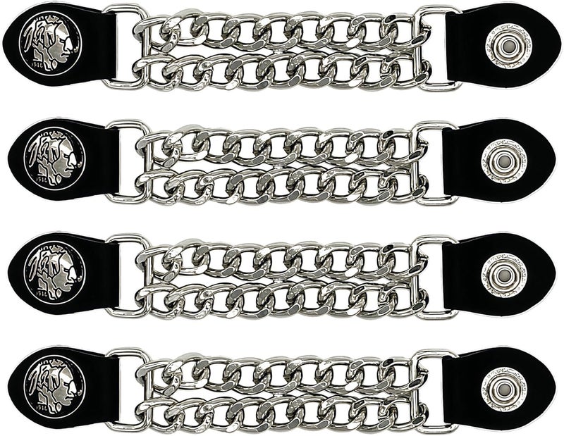 Mirthcos Motorcycle Vest Extenders for Men & Women - 4 PCS Leather Vest Extensions for Biker - Durable Double Chrome Chains - Image 1